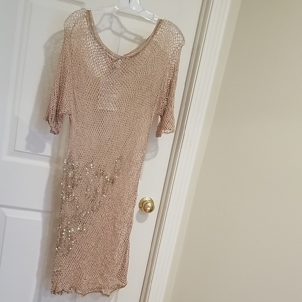 La Perla Beigh Sheath Dress V-Neck 3/4 Sleeve - Picture 1 of 3